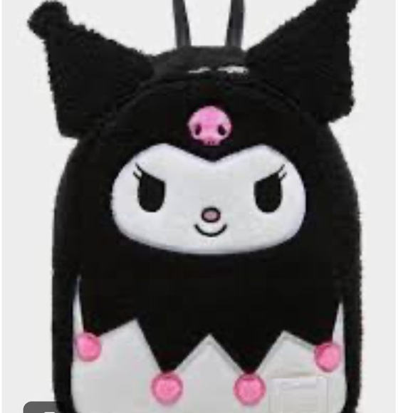 SET OF THREE rare Loungefly fuzzy Sanrio backpacks hk, my Melody Kuromi - Picture 3 of 4